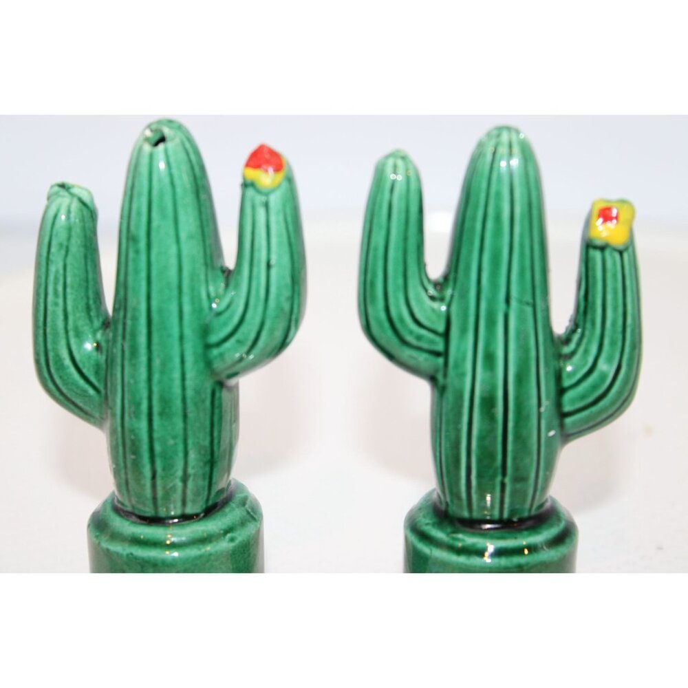 Vintage Saguaro Cactus Ceramic Salt & Pepper Shakers - 4"